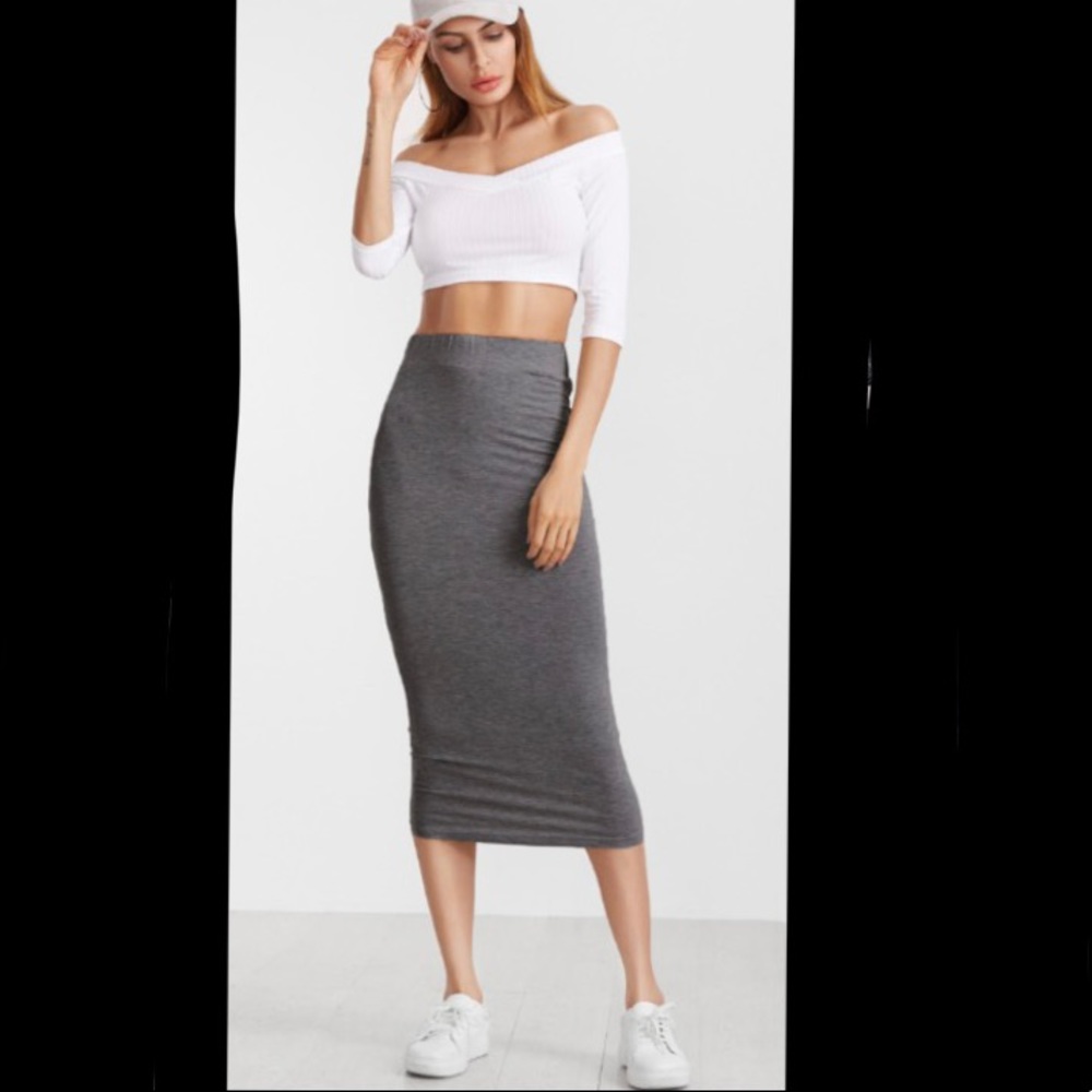Express Mid Waisted Midi Pencil Skirt